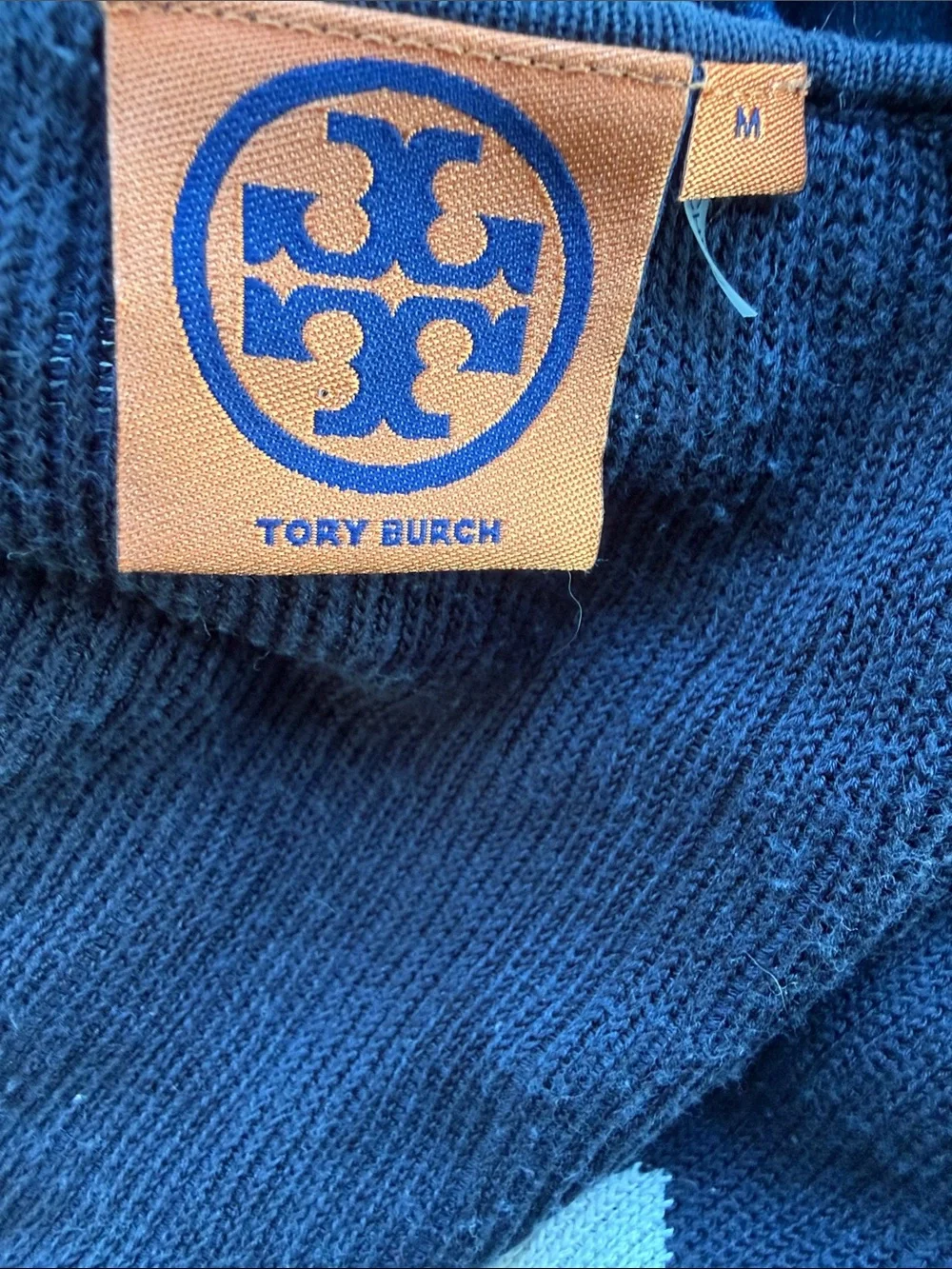Tory Burch Deep women’s button front striped cardigan sweater silk ribbon detail